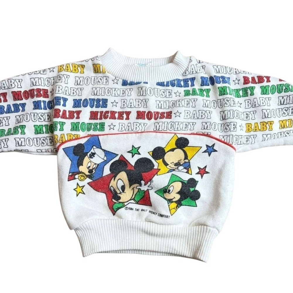 Vintage Mickey Mouse Sweatshirt 1984 Walt Disney Company New Born Size 10 White